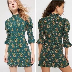 Urban Outfitters x Laura Ashley Maisey Ladder Lace Ruffle Trim Floral Dress